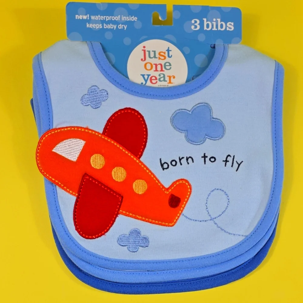 NWT 3 Baby BIBS Boys Airplane Boat Car Carter’s - JUST 1 U -Born to fly Set (Q5)